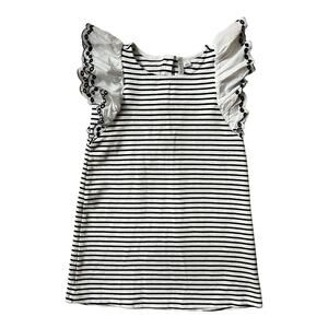 Janie and Jack Striped Dress Flutter Sleeves White Navy Stripes Girl's 7